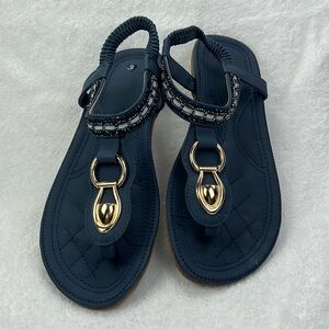 No brand, blue with jeweled strap and golden embellishment